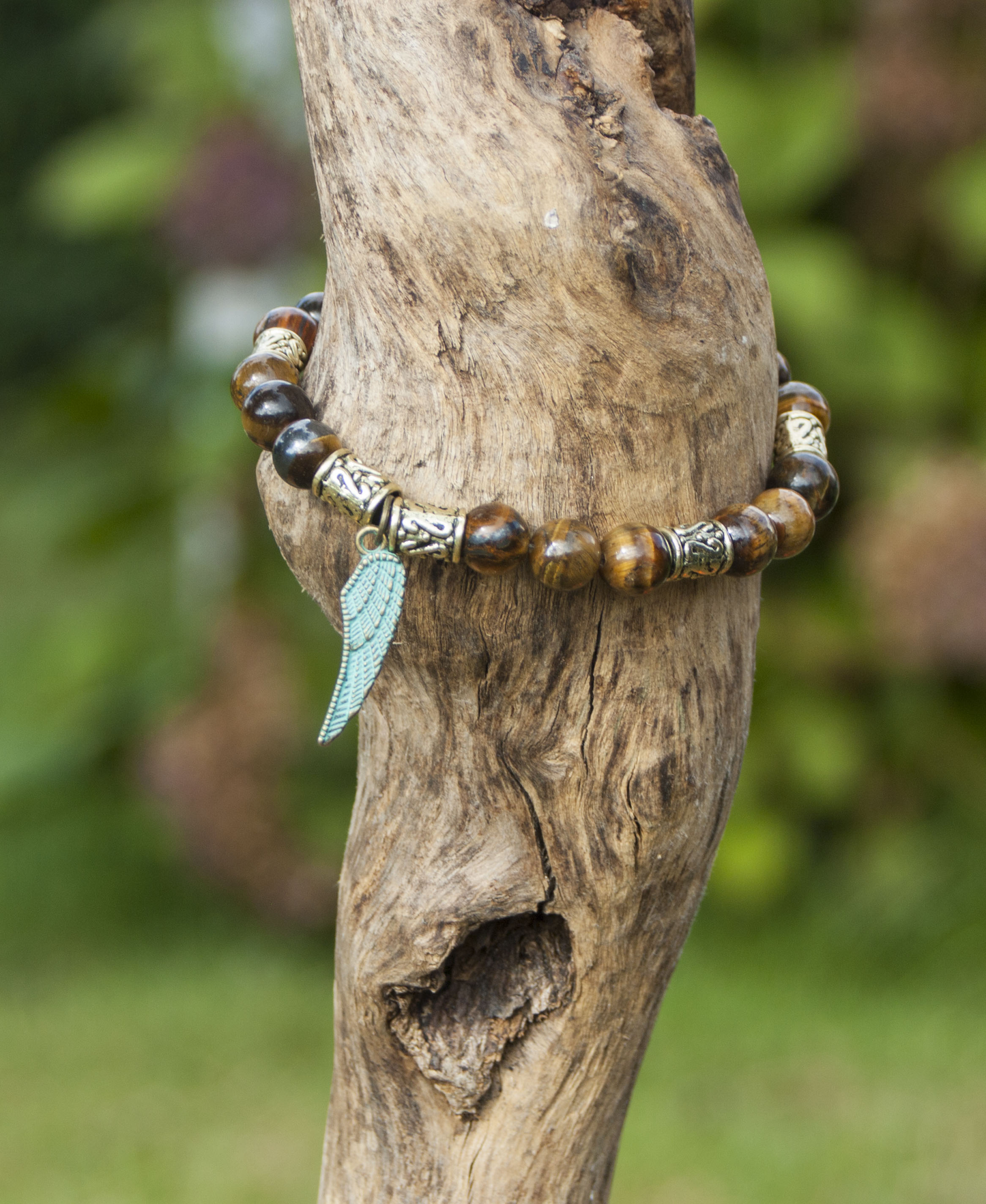 Tigers Eye Bracelet with Angel Wing