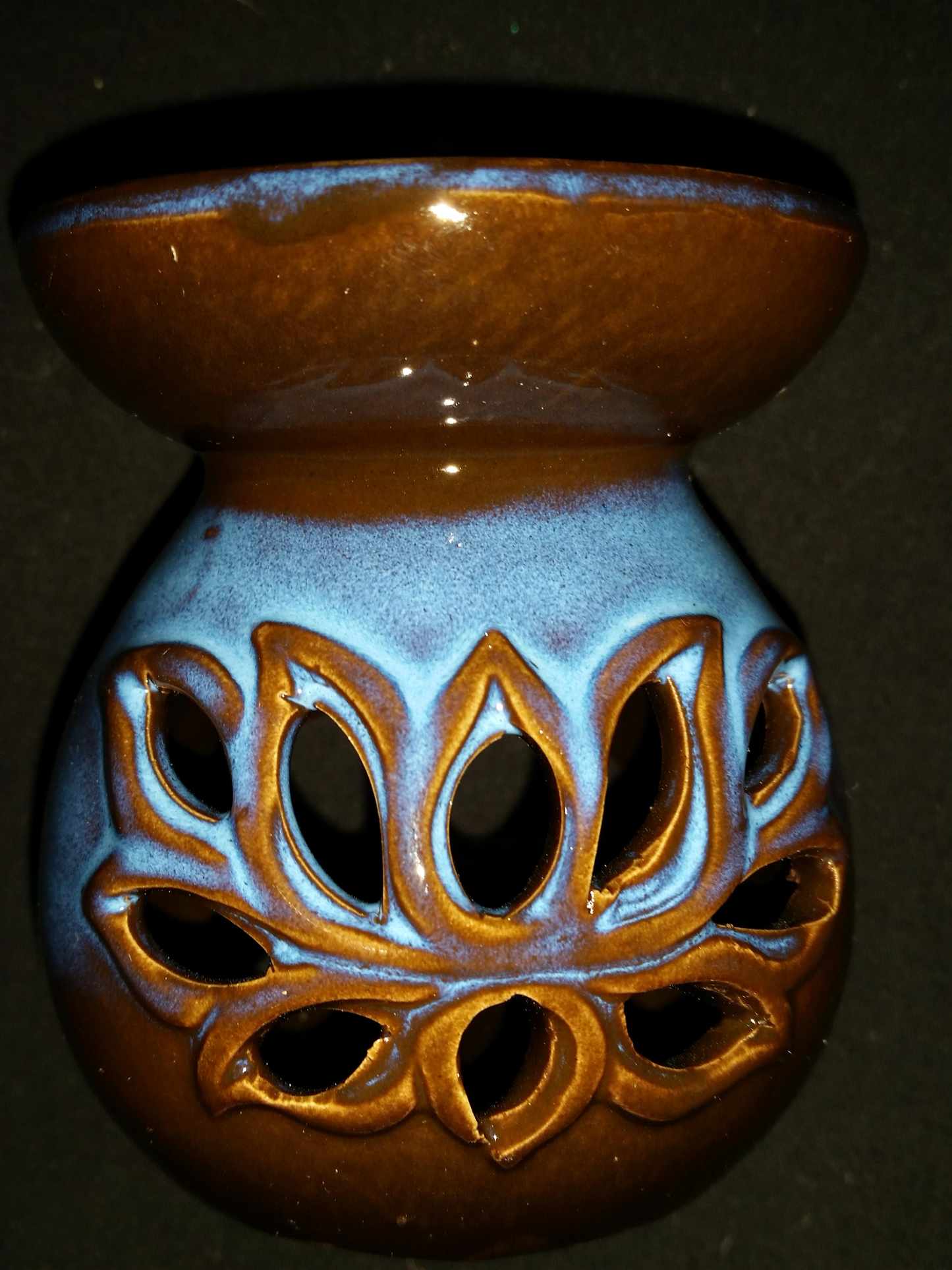 Brown & Blue Ceramic Oil Burner